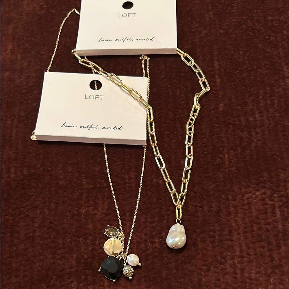 Lot of two Loft necklaces, NWT, goldtone